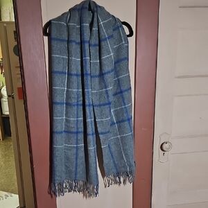 Banana Republic Gray Scarf/Wrap With Blue and White Stripes